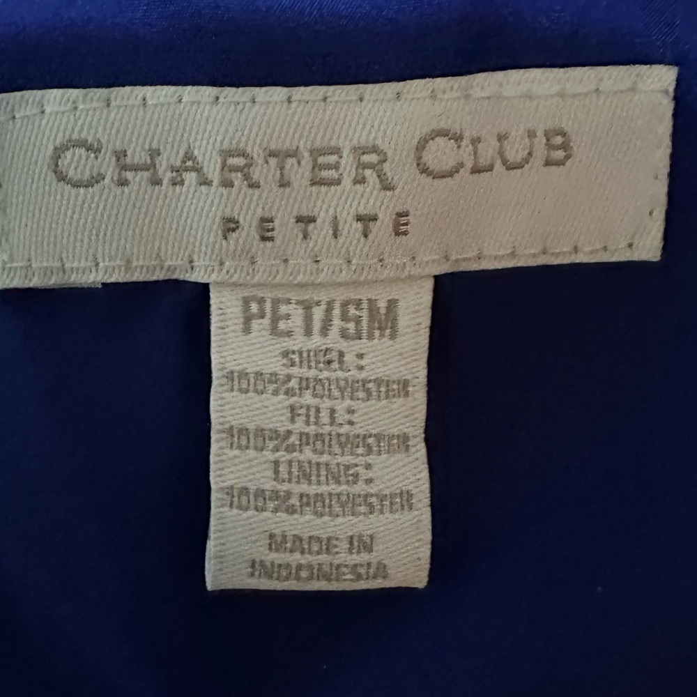 058 Charter Club | NWOT Royal Blue Quilted Zip-Front Puffer Vest (Size S/M) - Picture 8 of 12